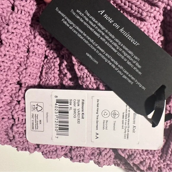 Varley Fillmore Knit Top Women's XL Lilac Purple Cropped Short Sleeve Sweater - Picture 8 of 10